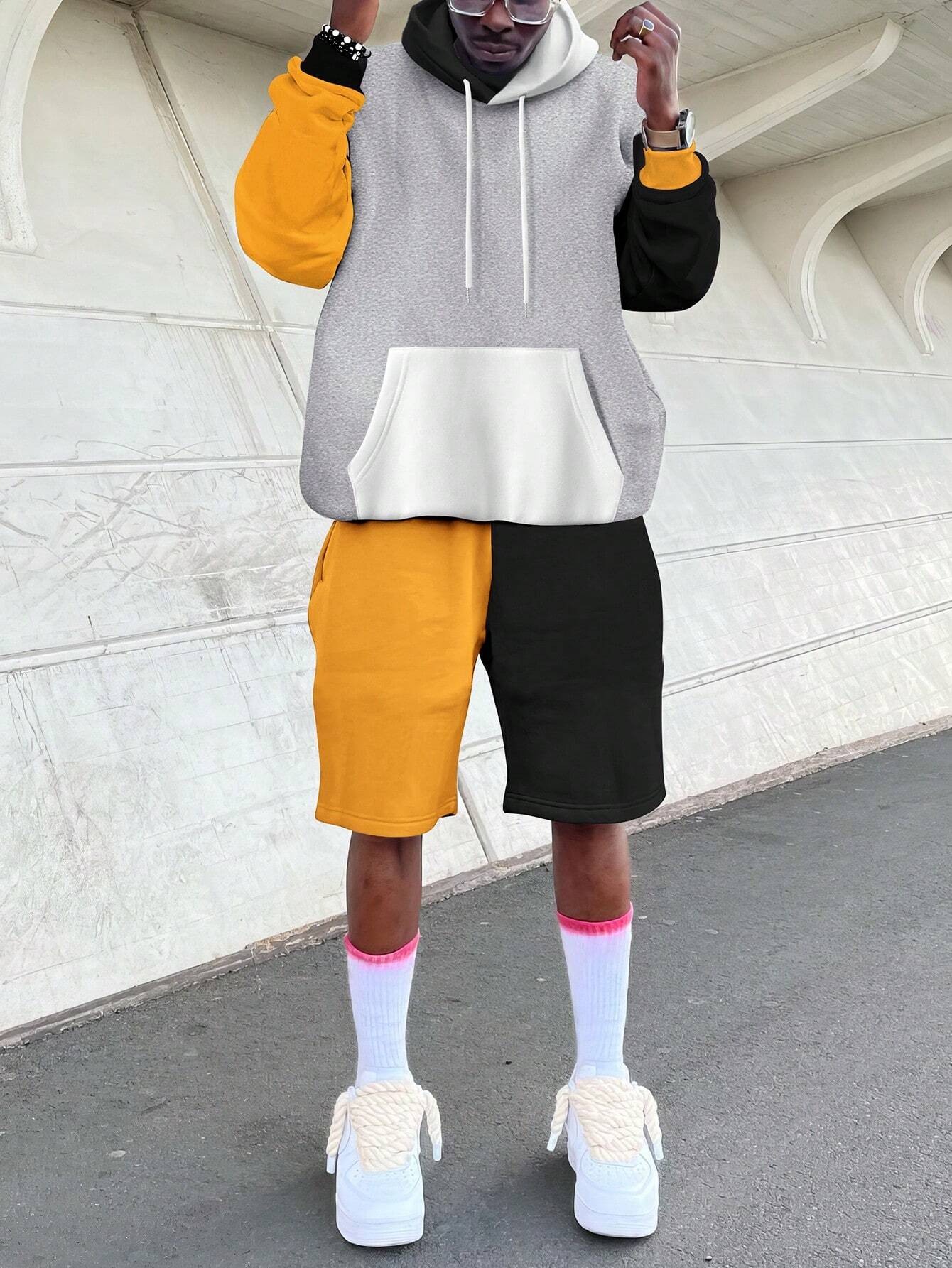 9915 2c-282 Conjunto De Pantalones Cortos Y Sudadera Con Capucha