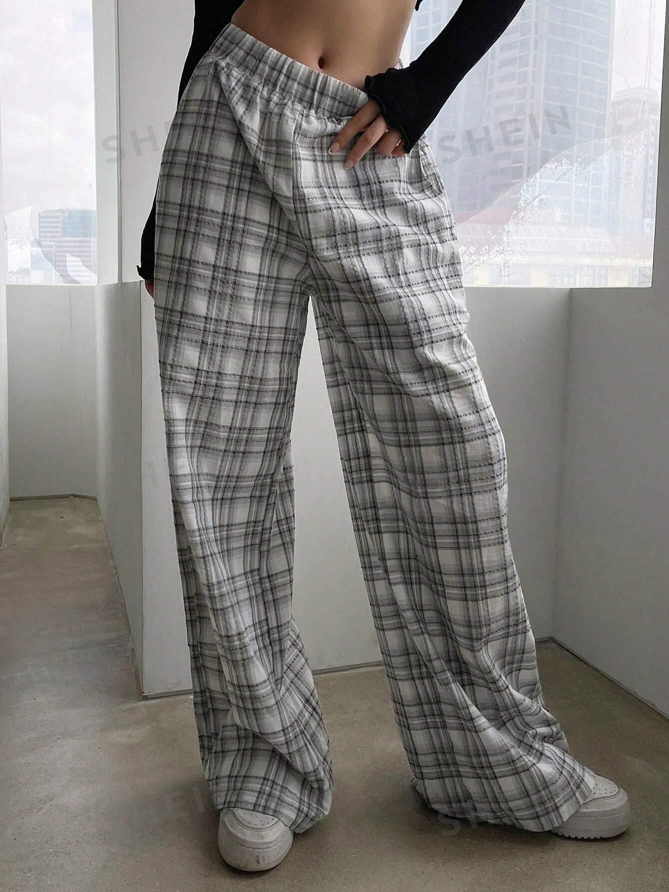 Shein Pantalones Pantalon De Vestir De Cuadros Mujer Shein