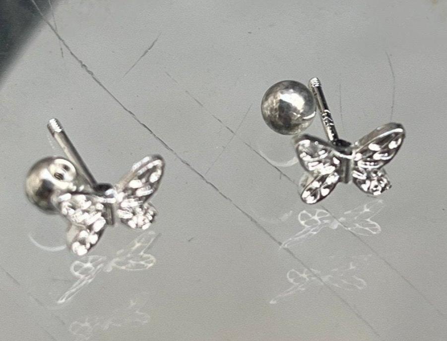 15145 1b-047 Aretes en espiral de mariposa 2 Pzas