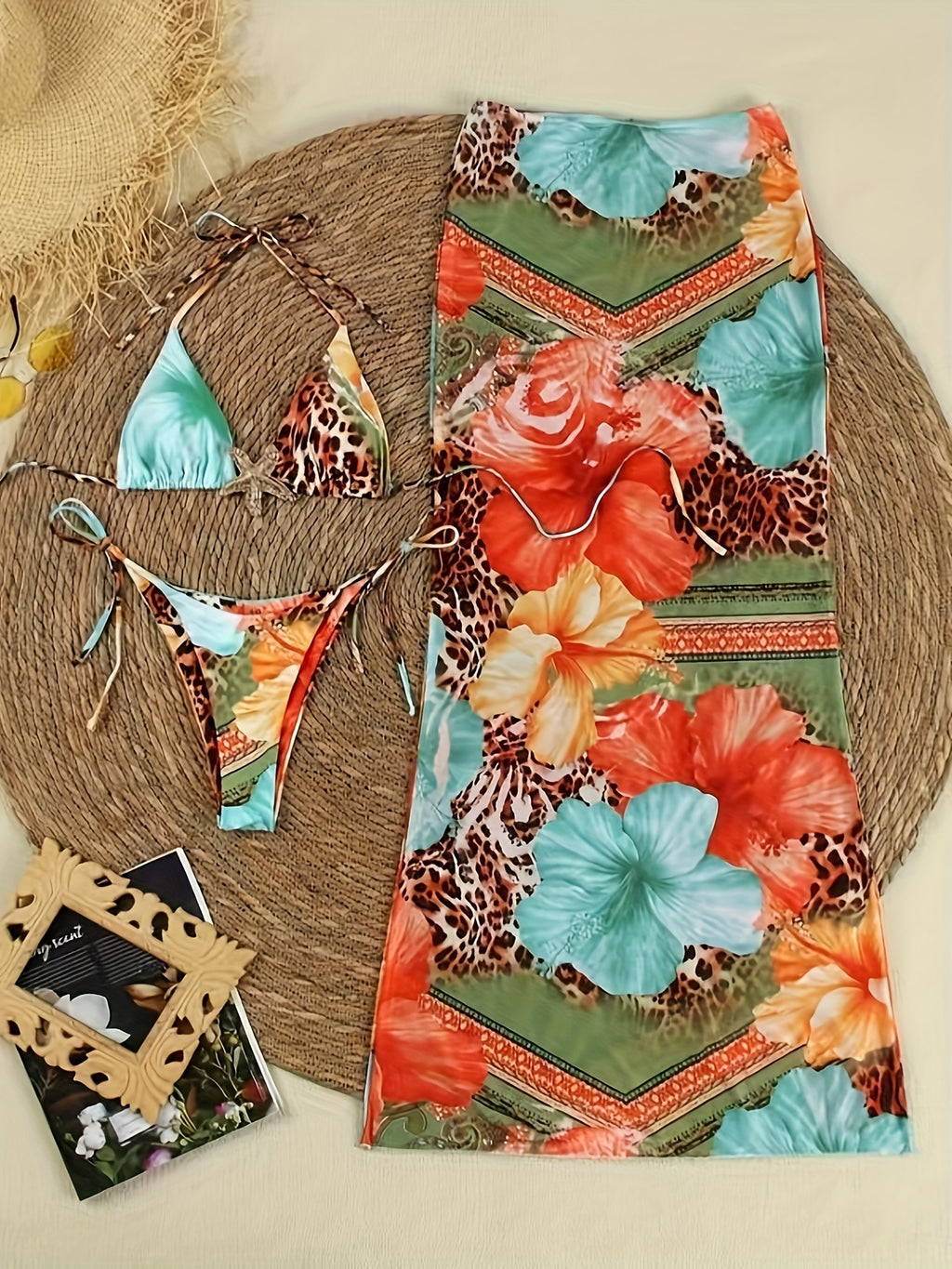 19677 1a-106 Conjunto Bikini Elegante 3 Pzas