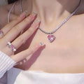 17241 1b-012 Collar de corazon rosado 1 Pza