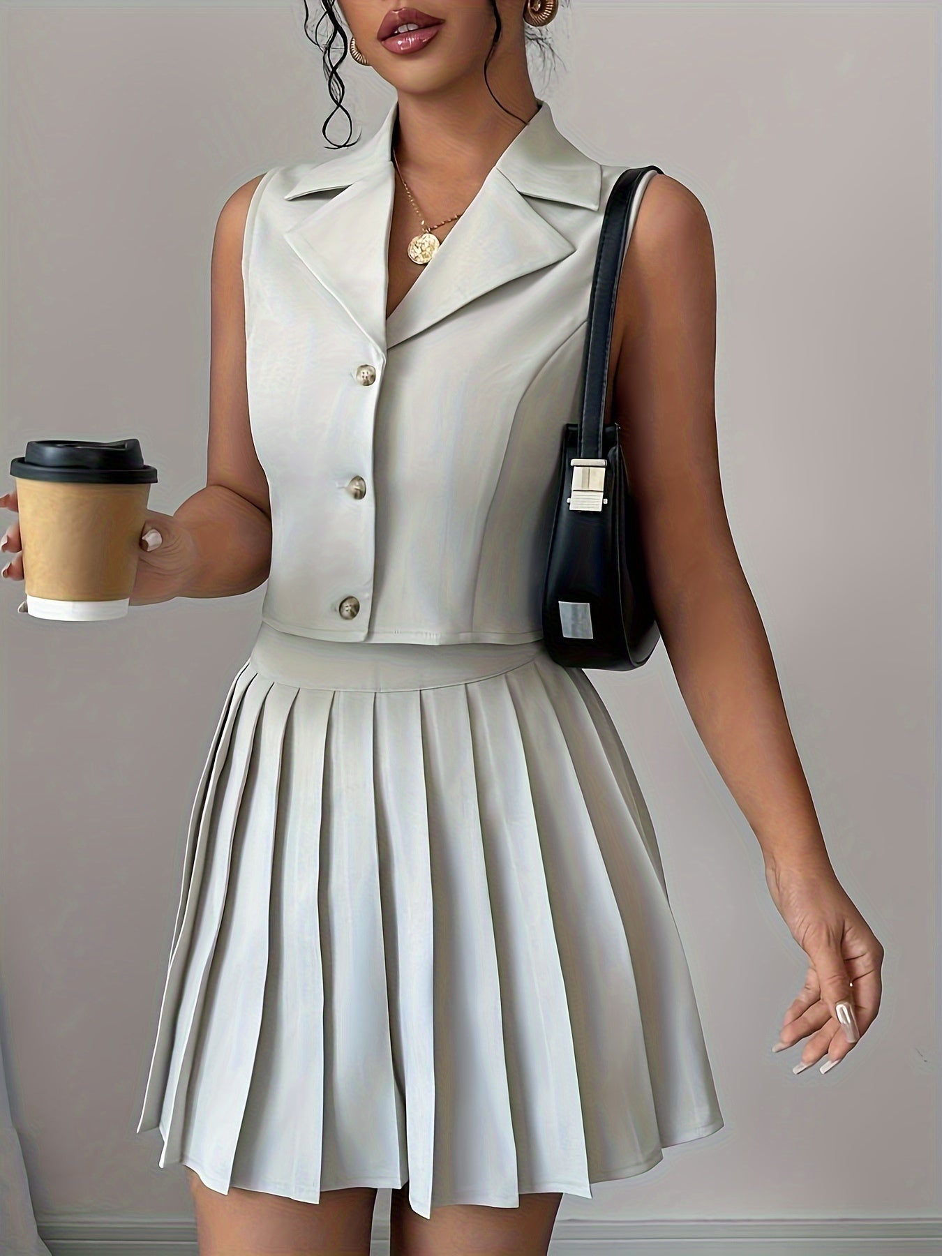 18308 1a-010 Conjunto Elegante Blazer & Falda