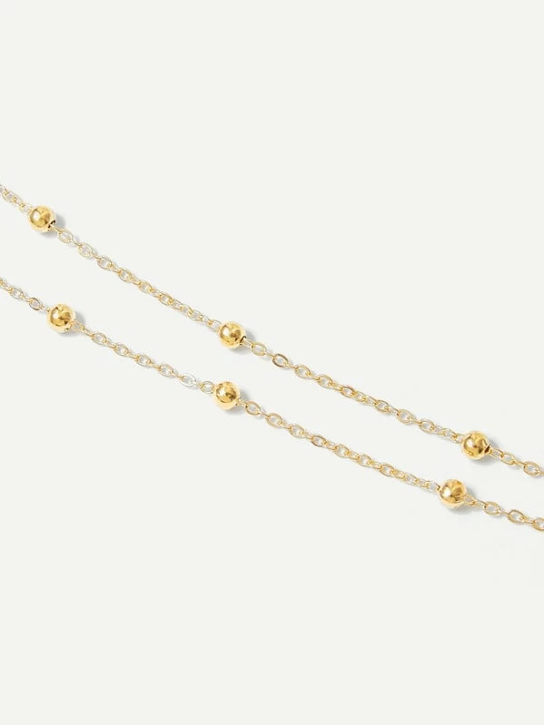 9048 1b-054 Pulsera de cadena a capas con diseño de bola metálica