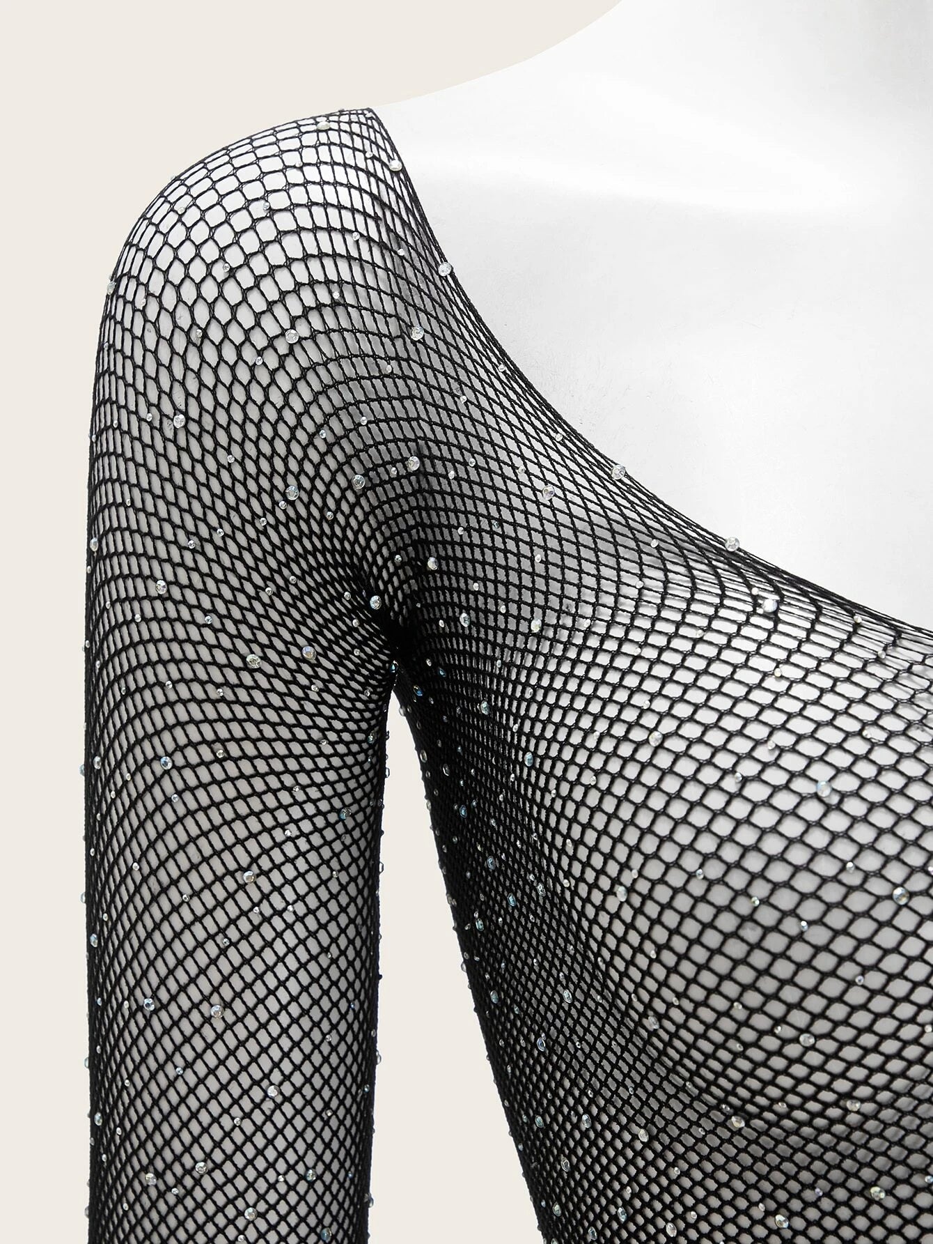 10064 1a-025 Body teddy con tachuela con diamante de imitación con malla