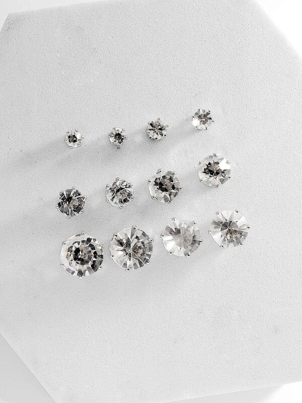 7854 b03-02 Set 6 pares de aretes de cristal para hombre