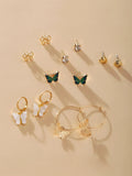 16086 2b-01-03 Pendientes con diseño de mariposa 6 Pares