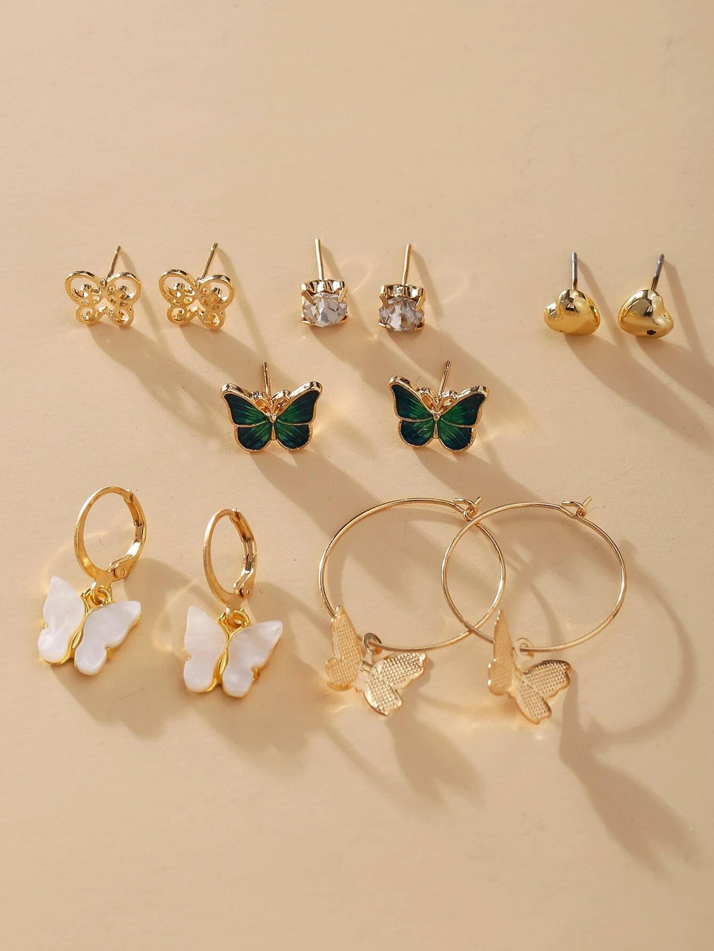 16086 2b-01-03 Pendientes con diseño de mariposa 6 Pares