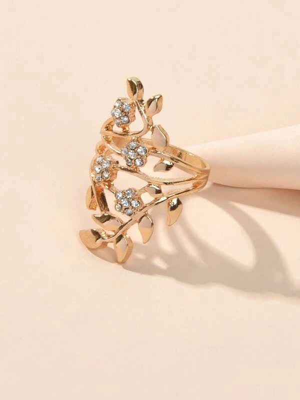 7382 b03-13 Anillo con diseño de flor con diamante de imitación