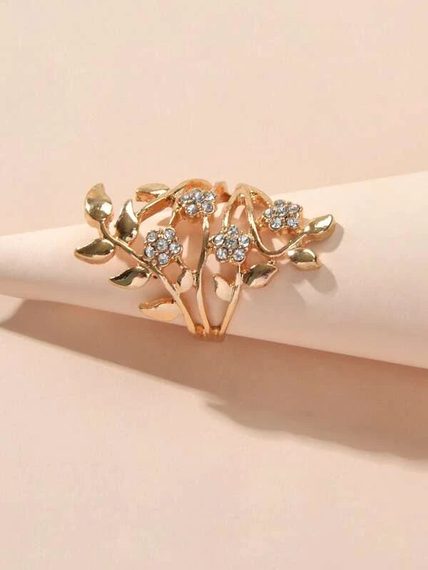 7382 b03-13 Anillo con diseño de flor con diamante de imitación