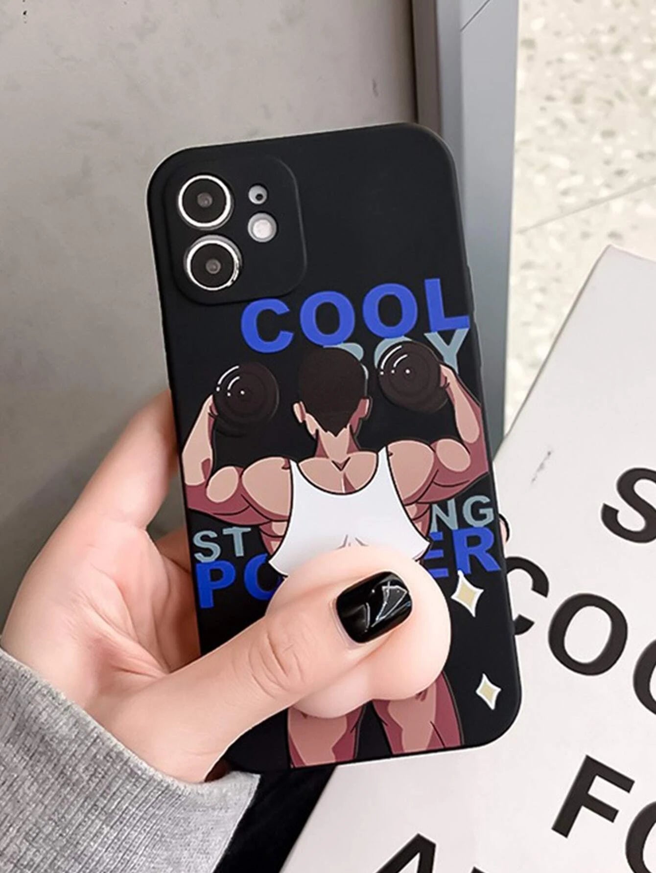 10190 2t-014 Funda para iPhone con patrón de levantamiento de pesas