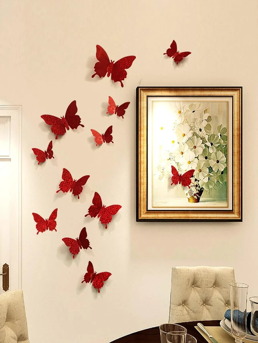 11156 1b-070 12 piezas pegatinas de mariposa 3D