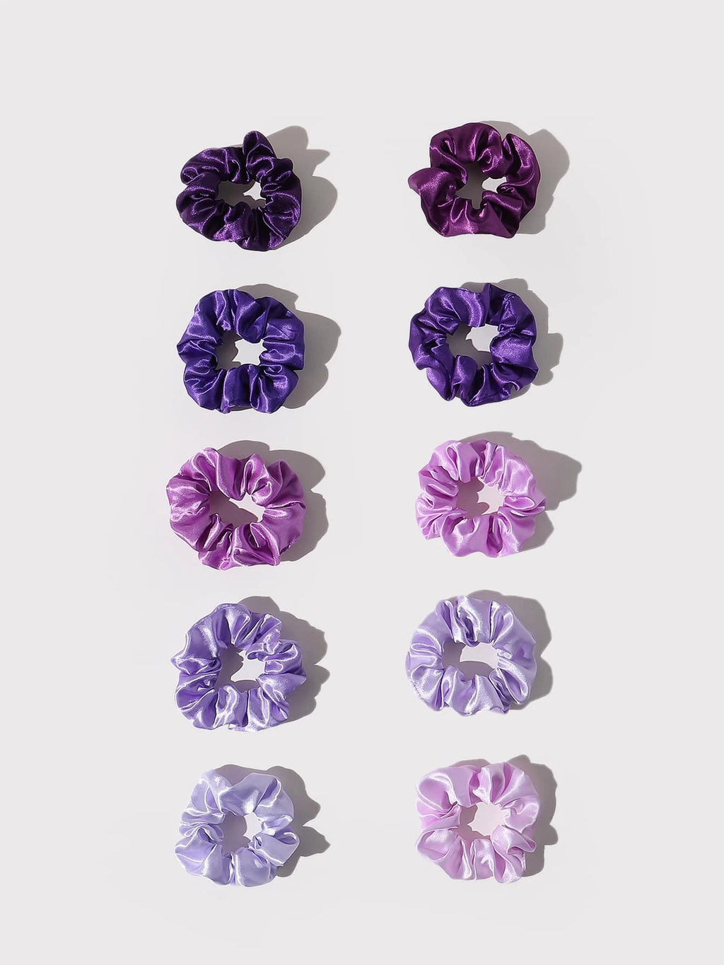 10104 1b-03-03 Set 10 Pzas goma de pelo de satén unicolor