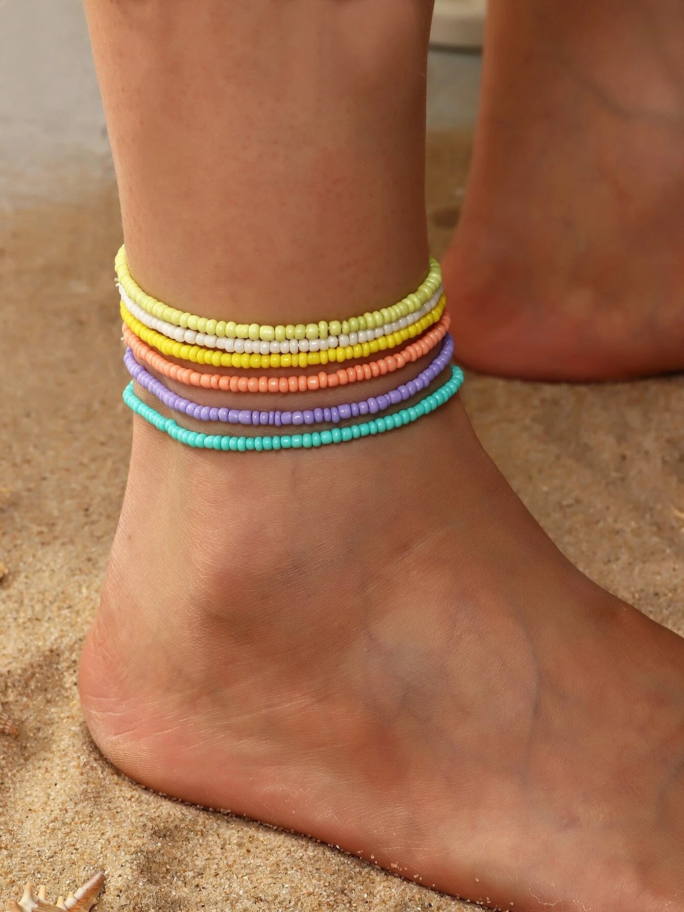 5696 1b-070 Set 6 piezas Pulsera tobillera con cuenta