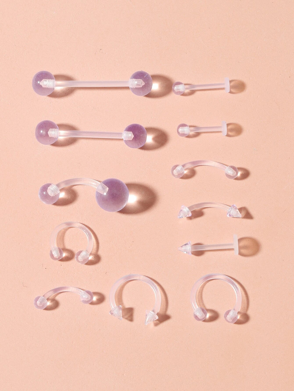 13274 1b-014 Piercings para el cuerpo transparente 12 Pzas