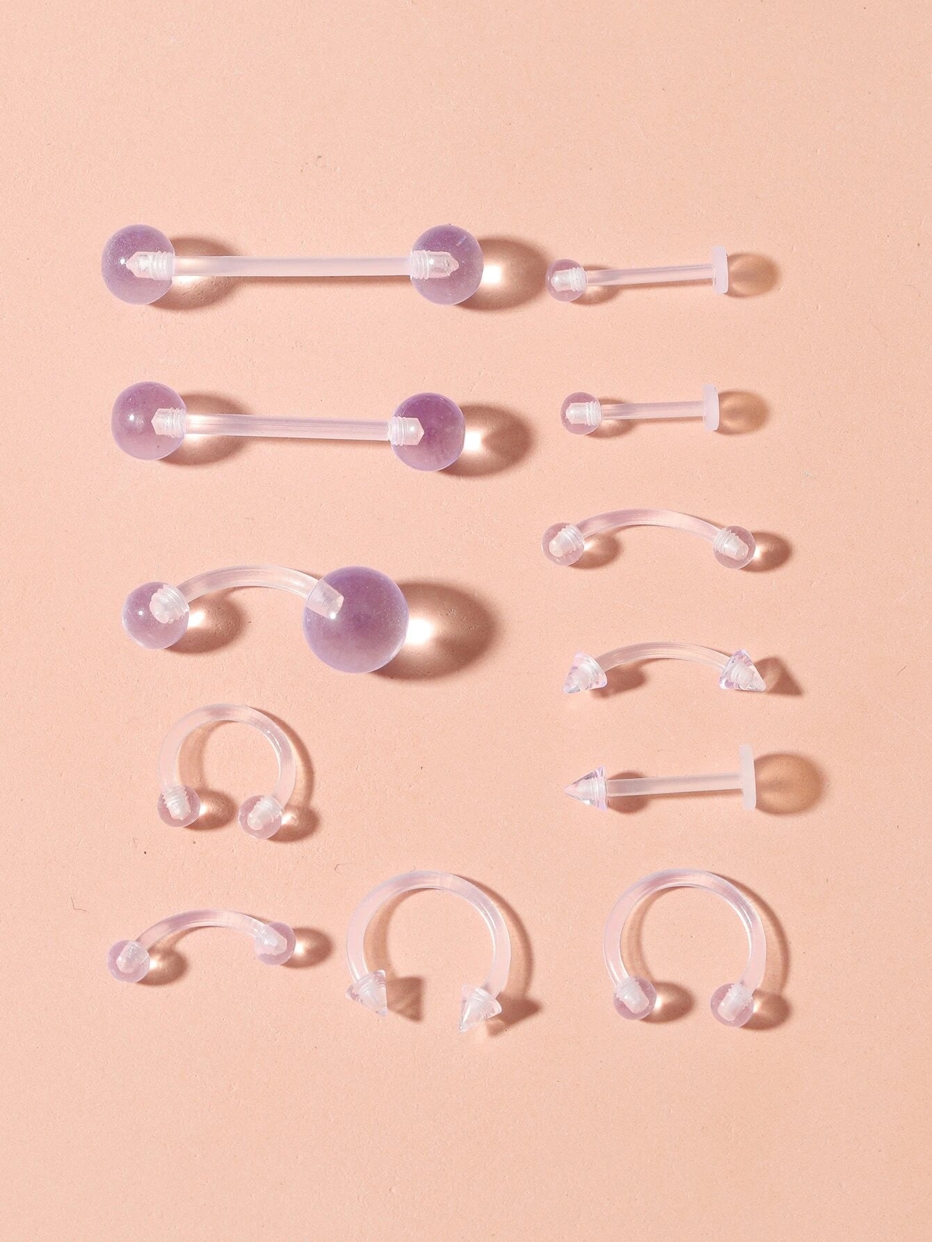 13274 2b-02-04 Piercings para el cuerpo transparente 12 Pzas