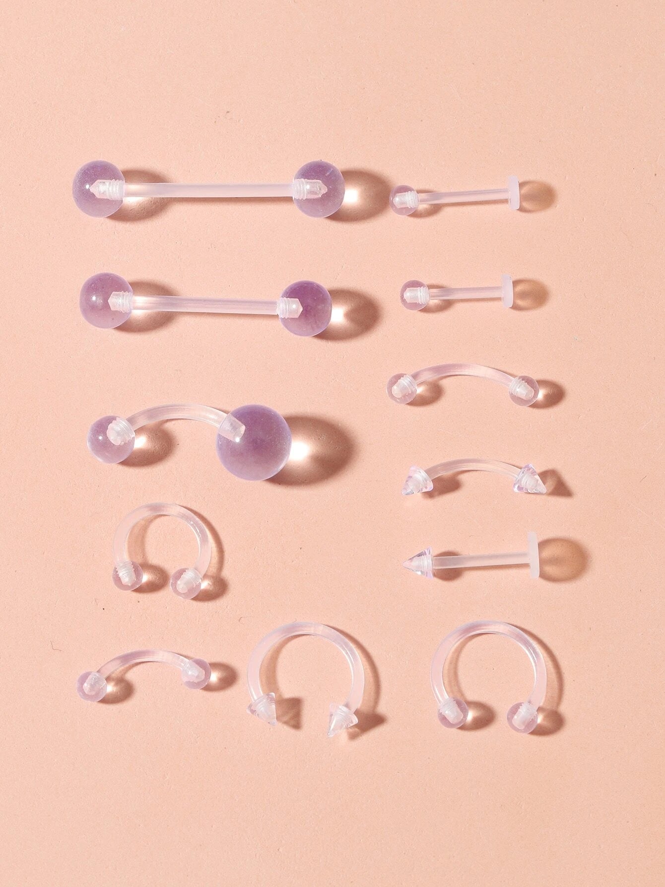 13274 1b-014 Piercings para el cuerpo transparente 12 Pzas