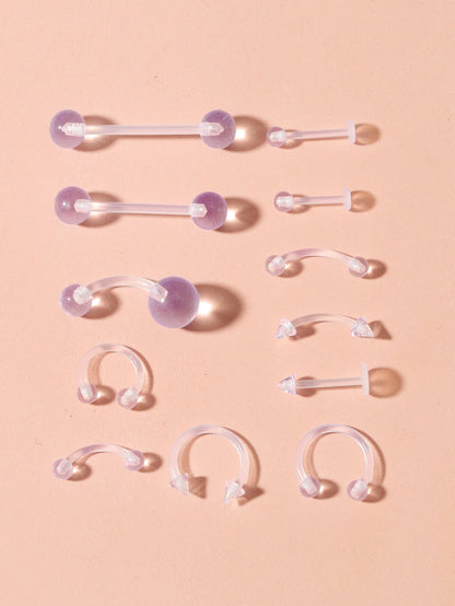 13274 2b-02-04 Piercings para el cuerpo transparente 12 Pzas