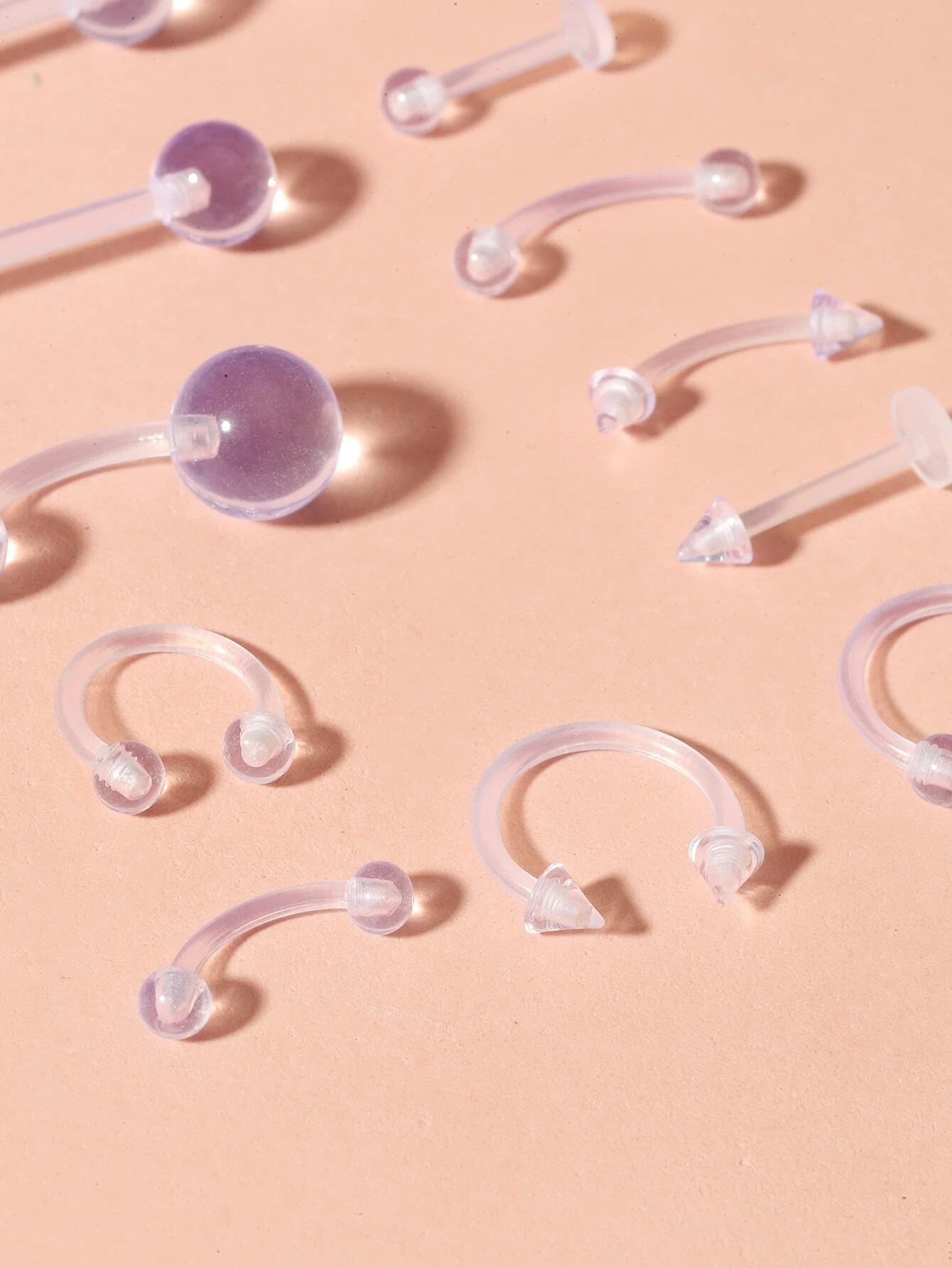 13274 1b-014 Piercings para el cuerpo transparente 12 Pzas