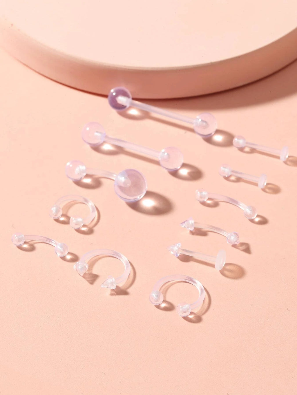 13274 1b-014 Piercings para el cuerpo transparente 12 Pzas