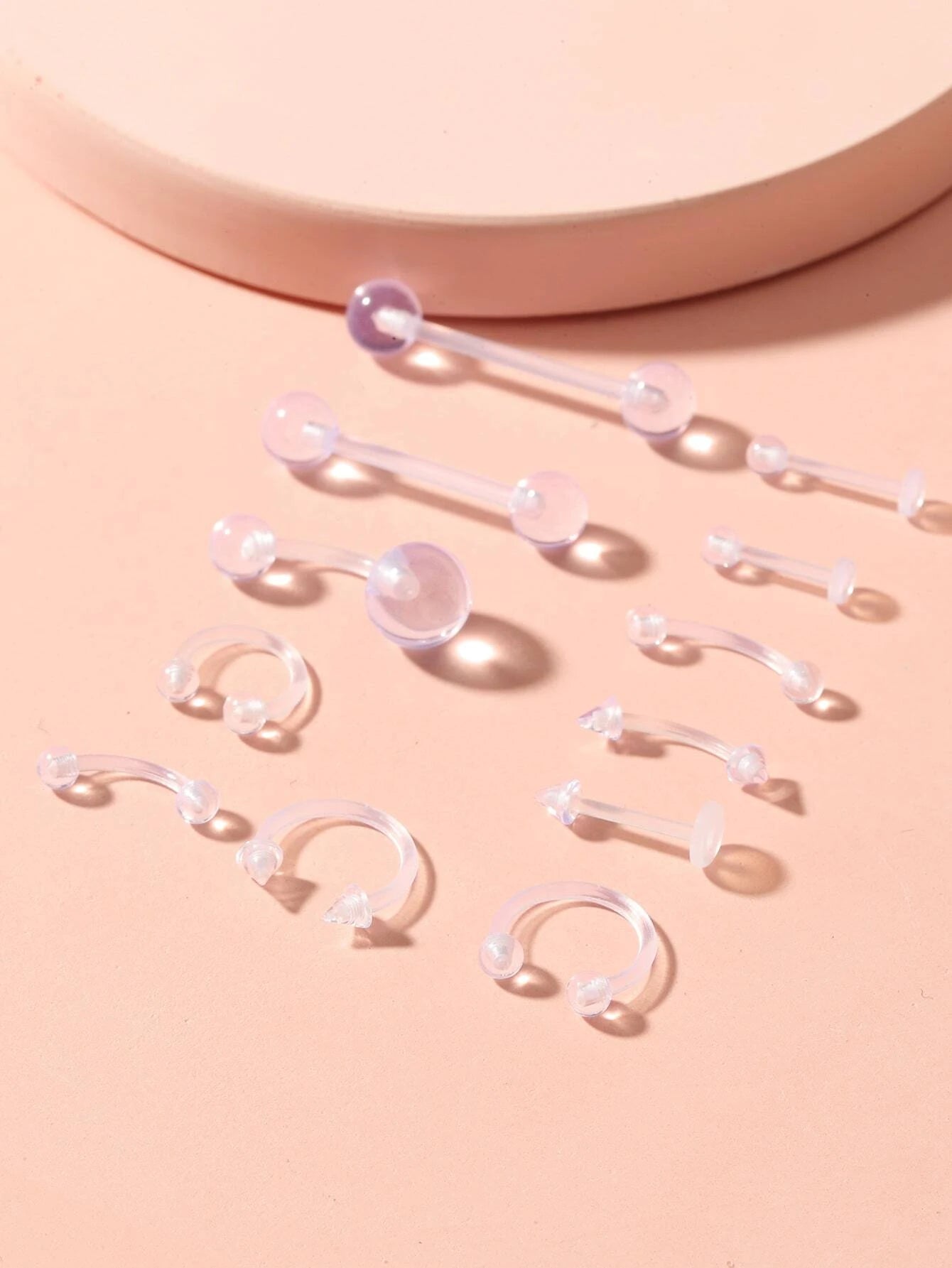 13274 1b-014 Piercings para el cuerpo transparente 12 Pzas
