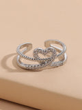 10622 1b-074 Anillo ajustable con diamante de imitación con adorno de corazón
