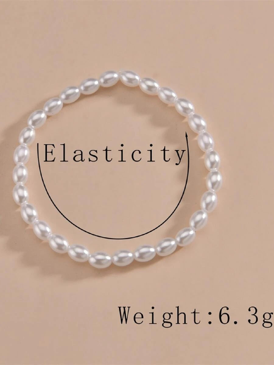 9080 1b-016 Pulsera tobillera con cuenta con perla artificial