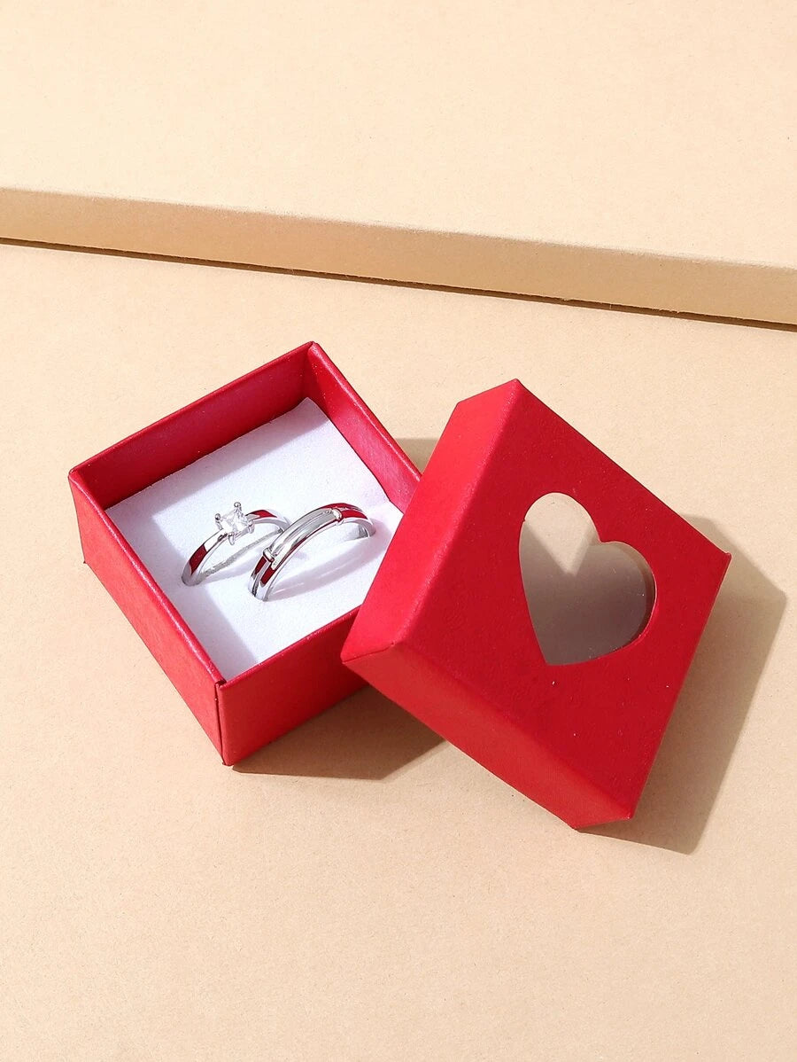 13205 1b-014 Anillo ajustable de circonita cúbica con microincrustaciones y cobre Simple para pareja