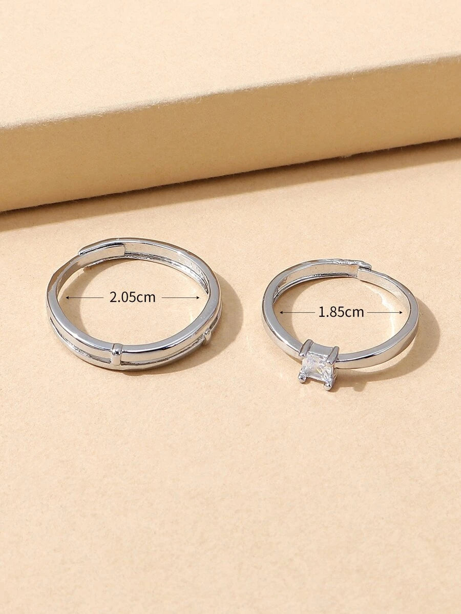 13205 1b-014 Anillo ajustable de circonita cúbica con microincrustaciones y cobre Simple para pareja