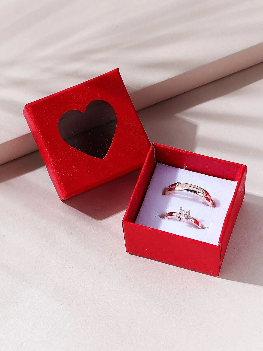 13206 1b-014 2 piezas/set anillos de pareja simples de cobre y microincrustaciones ajustables