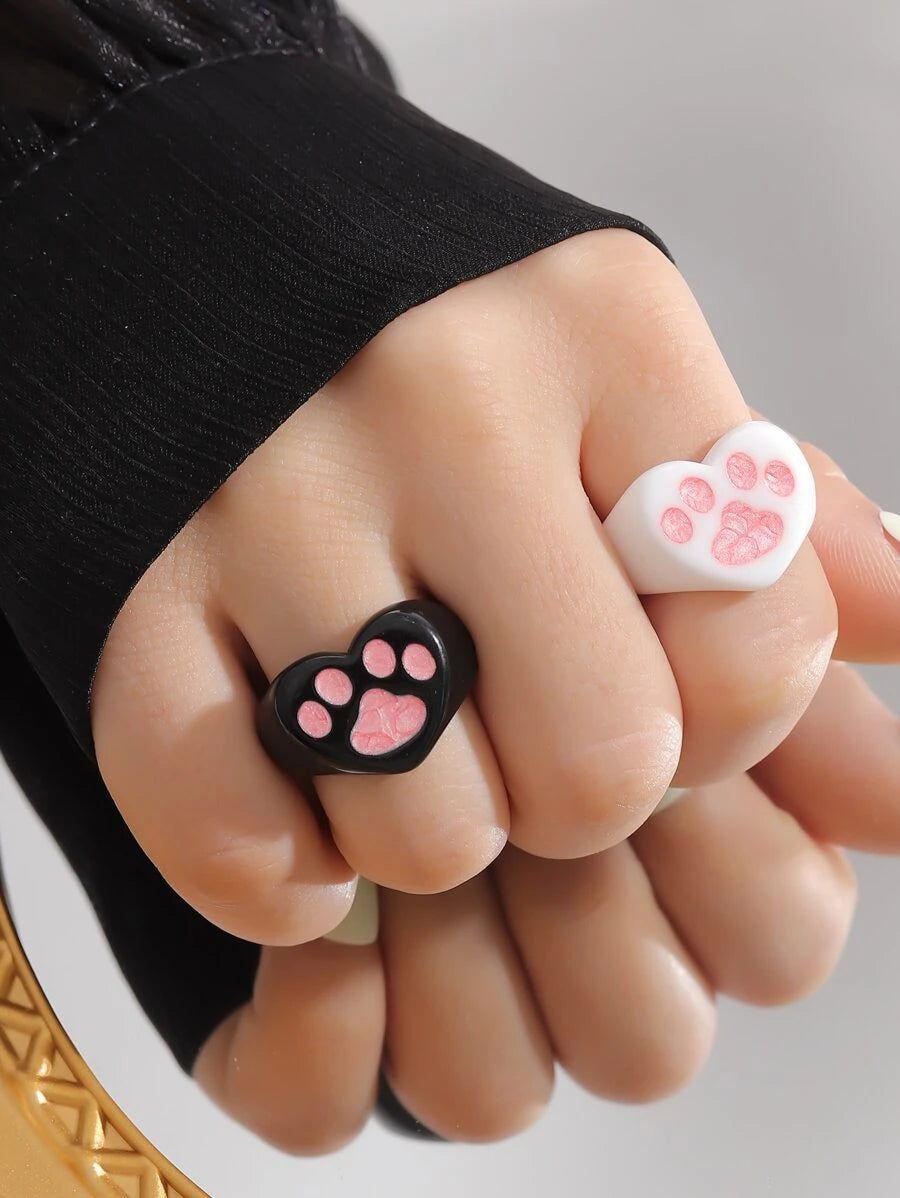 10760 1b-078 2 piezas Anillo pata con diseño con diseño de corazón