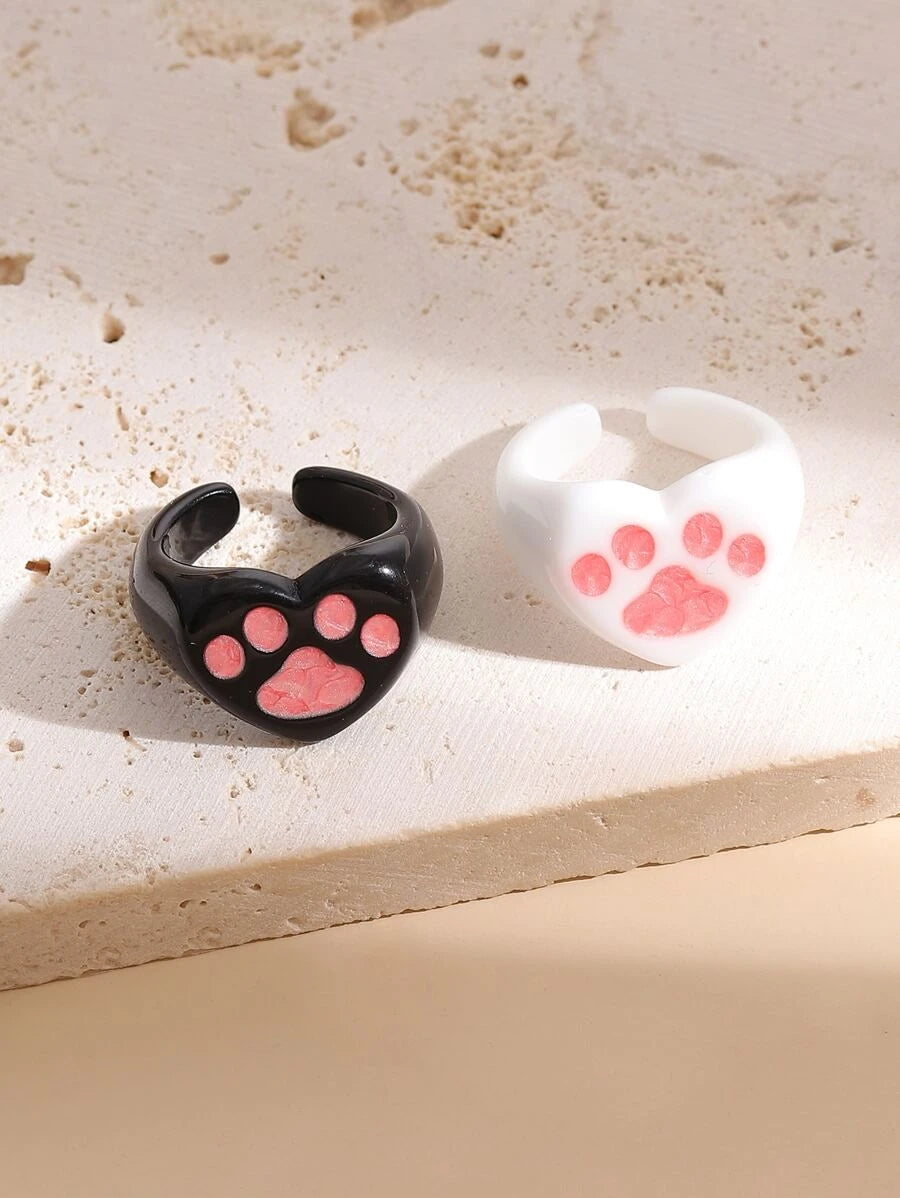 10760 1b-078 2 piezas Anillo pata con diseño con diseño de corazón