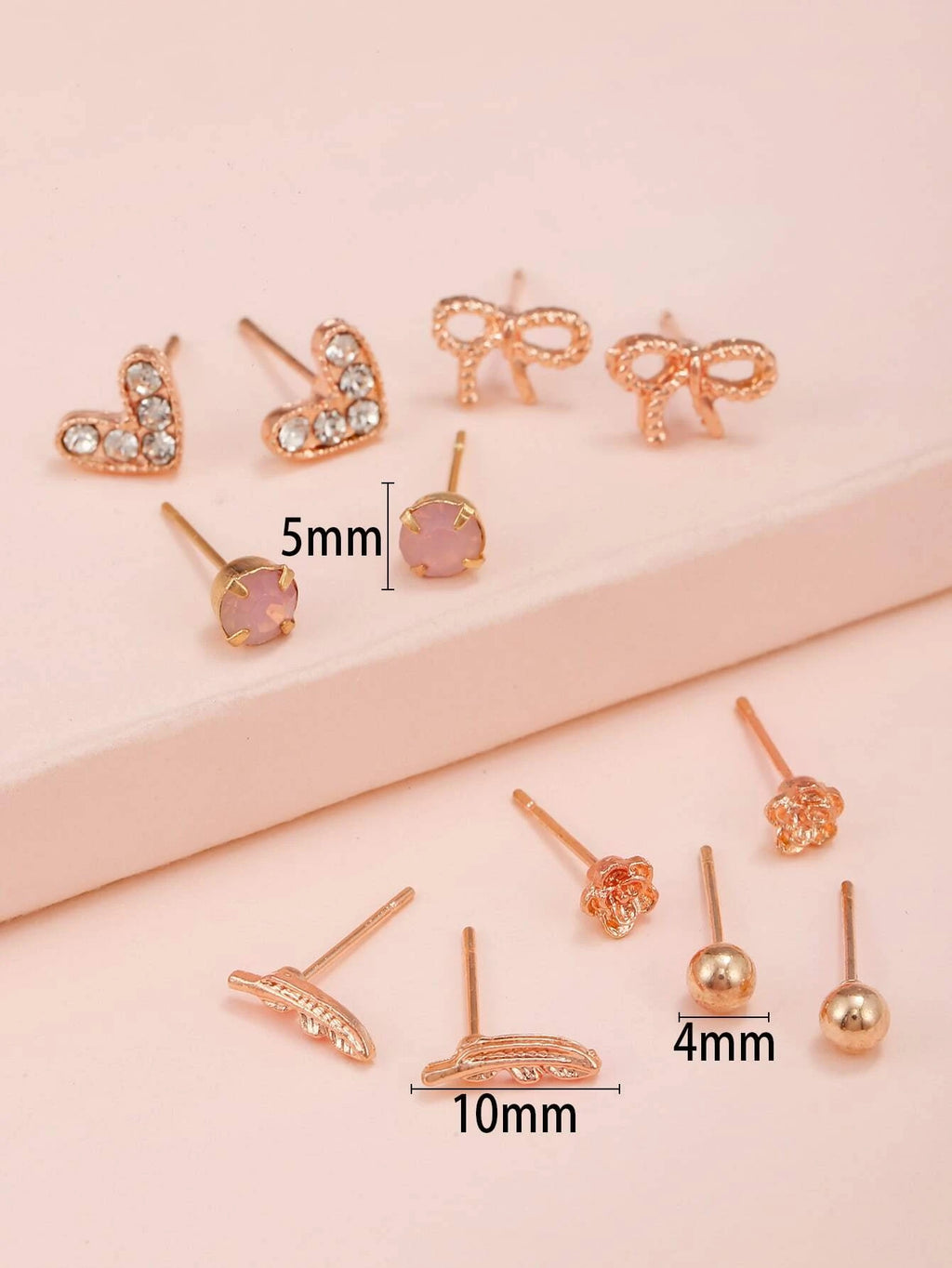 15360 2b-01-03 Pendientes de botón 6 Pares