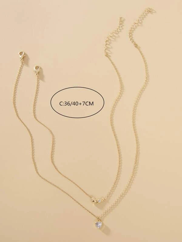 6027 Dos piezas Collar circón con adorno de corazón