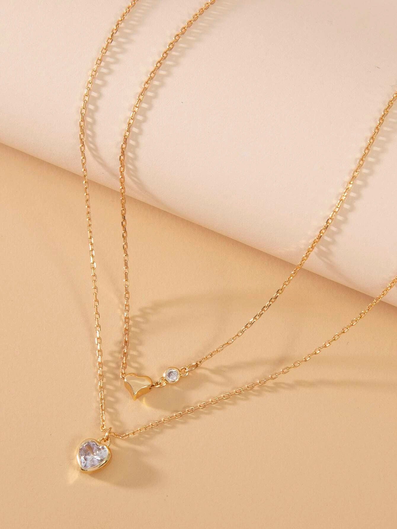 6027 Dos piezas Collar circón con adorno de corazón