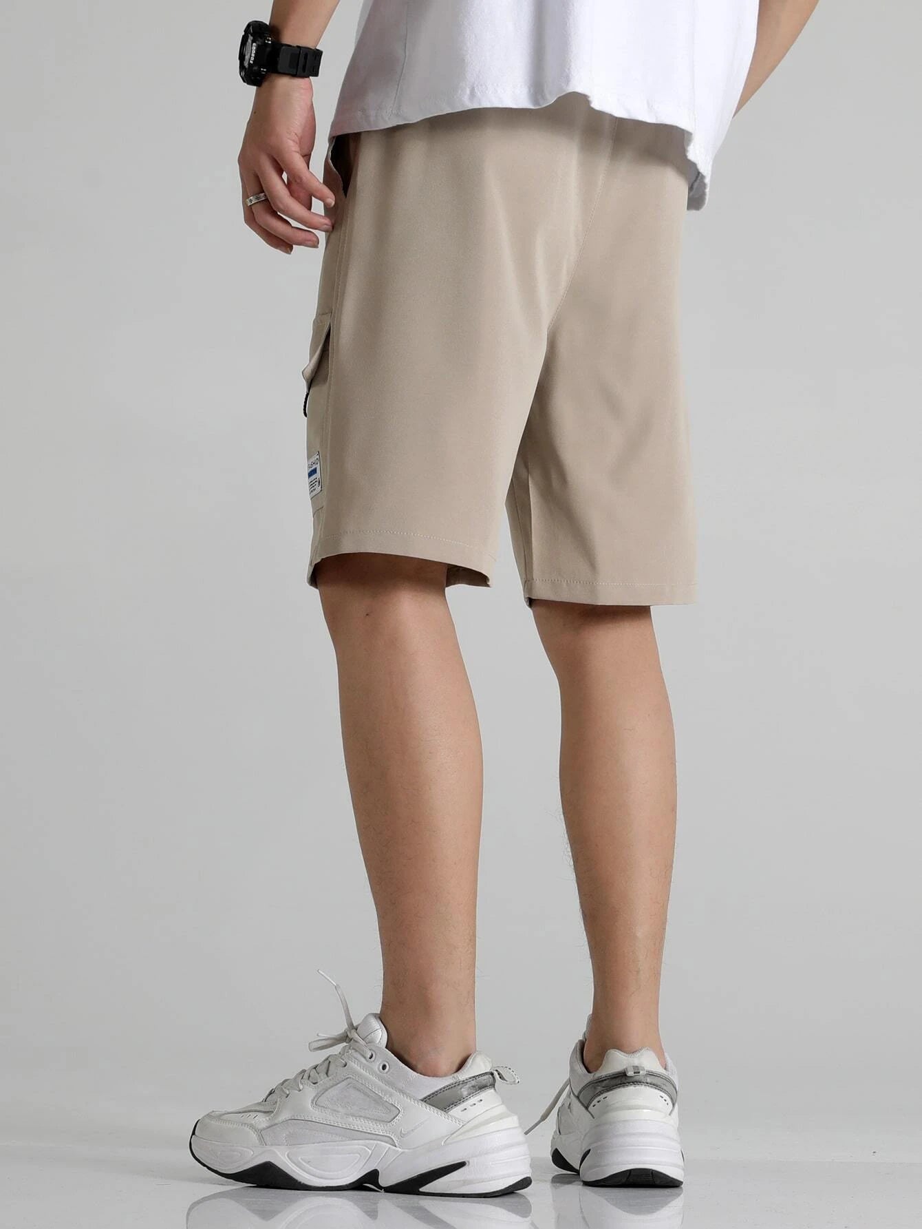 10157 a05-02 Pantalones Cortos Holgados Con Cordón En La Cintura Para Hombre