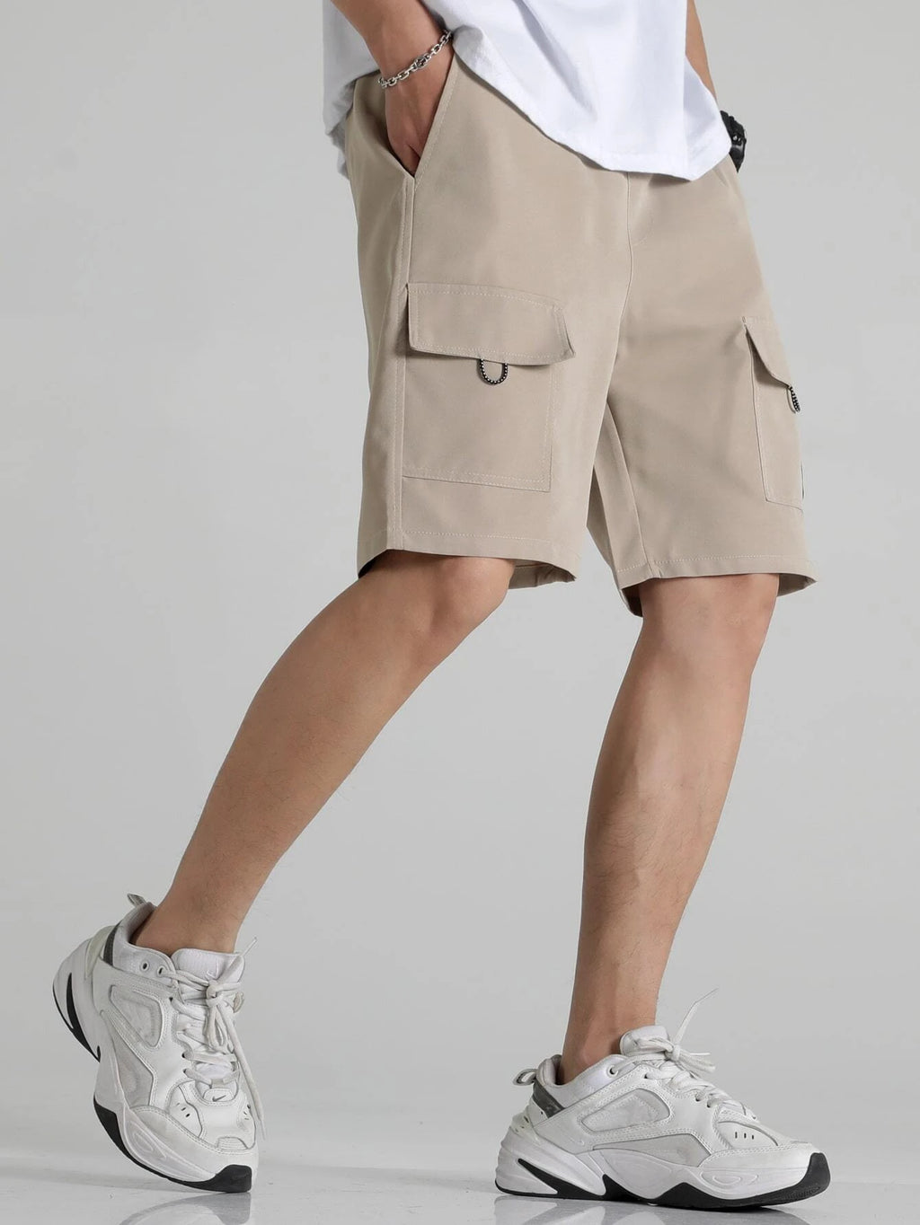 10157 a05-02 Pantalones Cortos Holgados Con Cordón En La Cintura Para Hombre