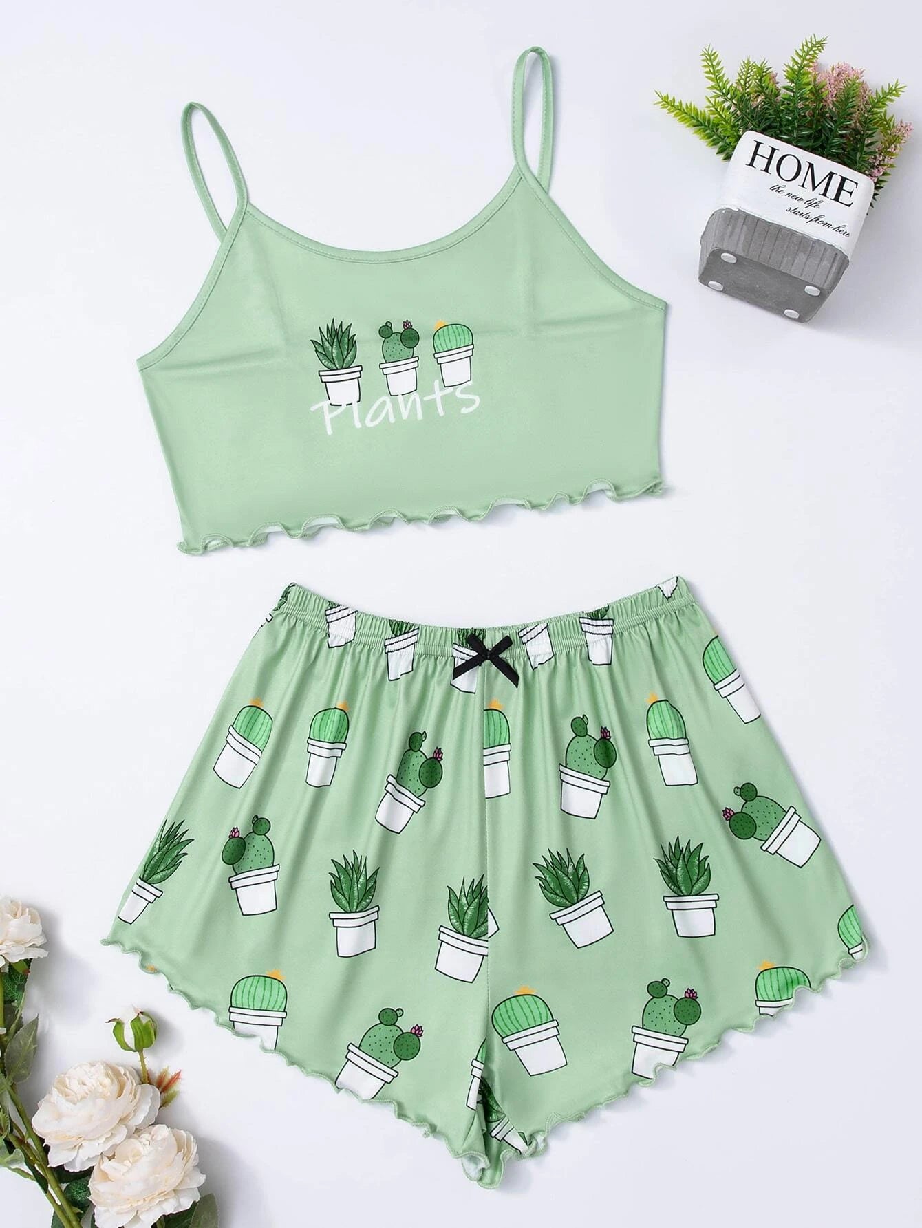 7251 a08-03 Conjunto de pijama con estampado de cactus