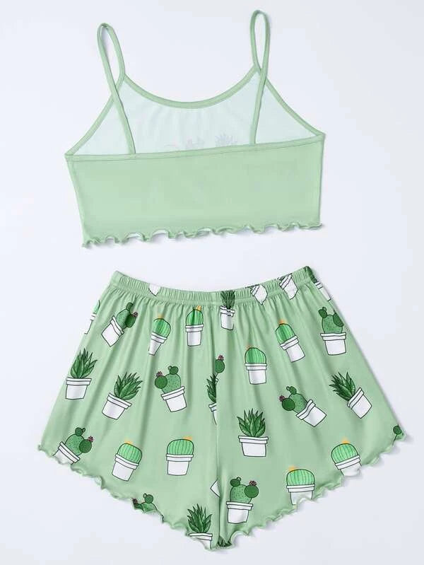 7251 a08-03 Conjunto de pijama con estampado de cactus