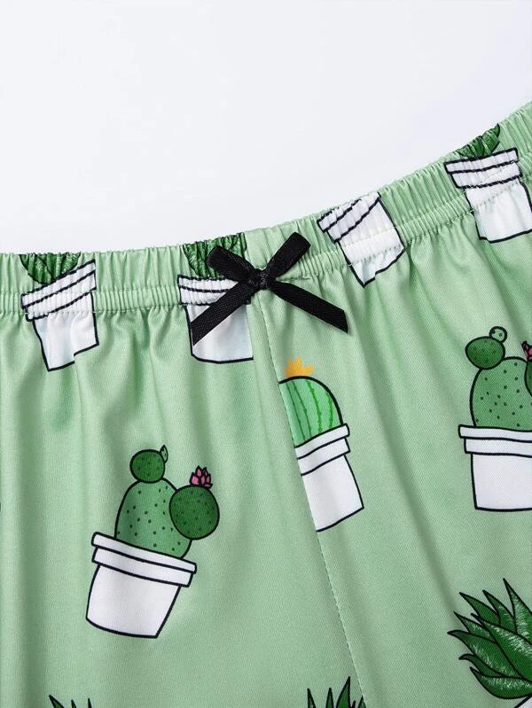 7251 a08-03 Conjunto de pijama con estampado de cactus