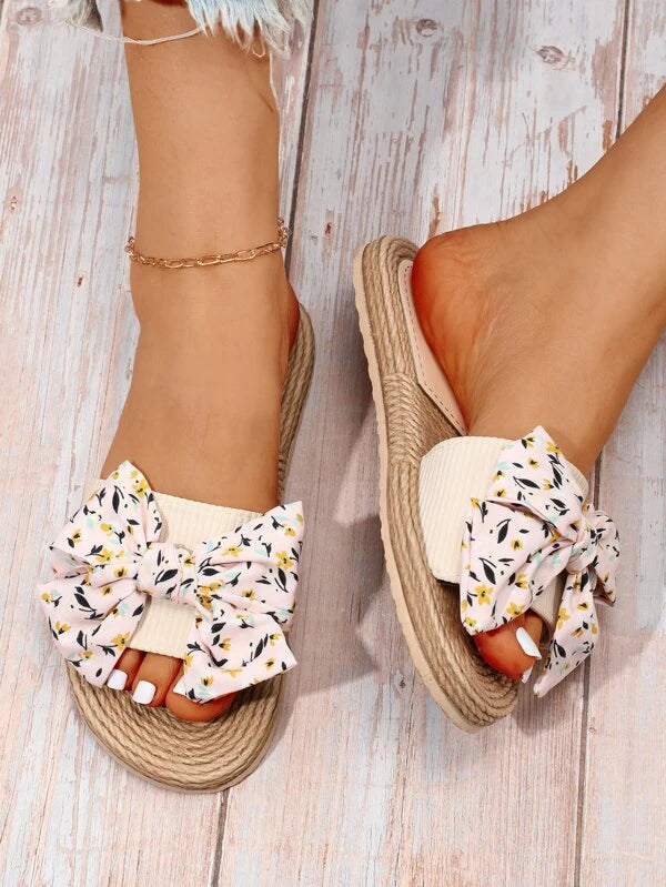 7220 b02-03  Chanclas de la decoración del arco gráfico floral ditsy de las mujeres