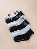 6134 a05-03 Set 6 pares Calcetines de tripulación con patrón de mariposa