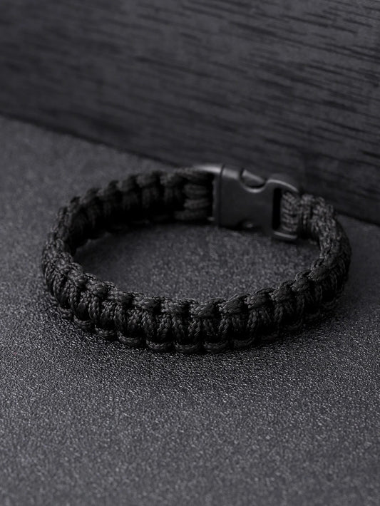 9582 b01-31 Pulsera trenzada con hebilla de liberación para hombres a la moda y popular estilo Punk Hip Pop para regalo de joyería y para un aspecto elegante