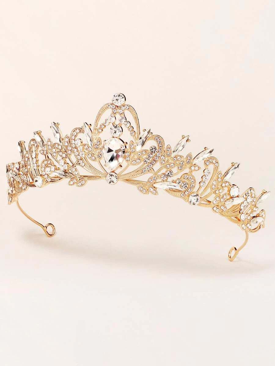 8411  1c-03-03 Una Pieza Corona Con Decoración De Diamantes De Imitación