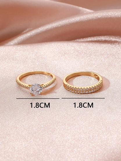 10748 1b-049 2 piezas Anillo pareja zirconia cúbica