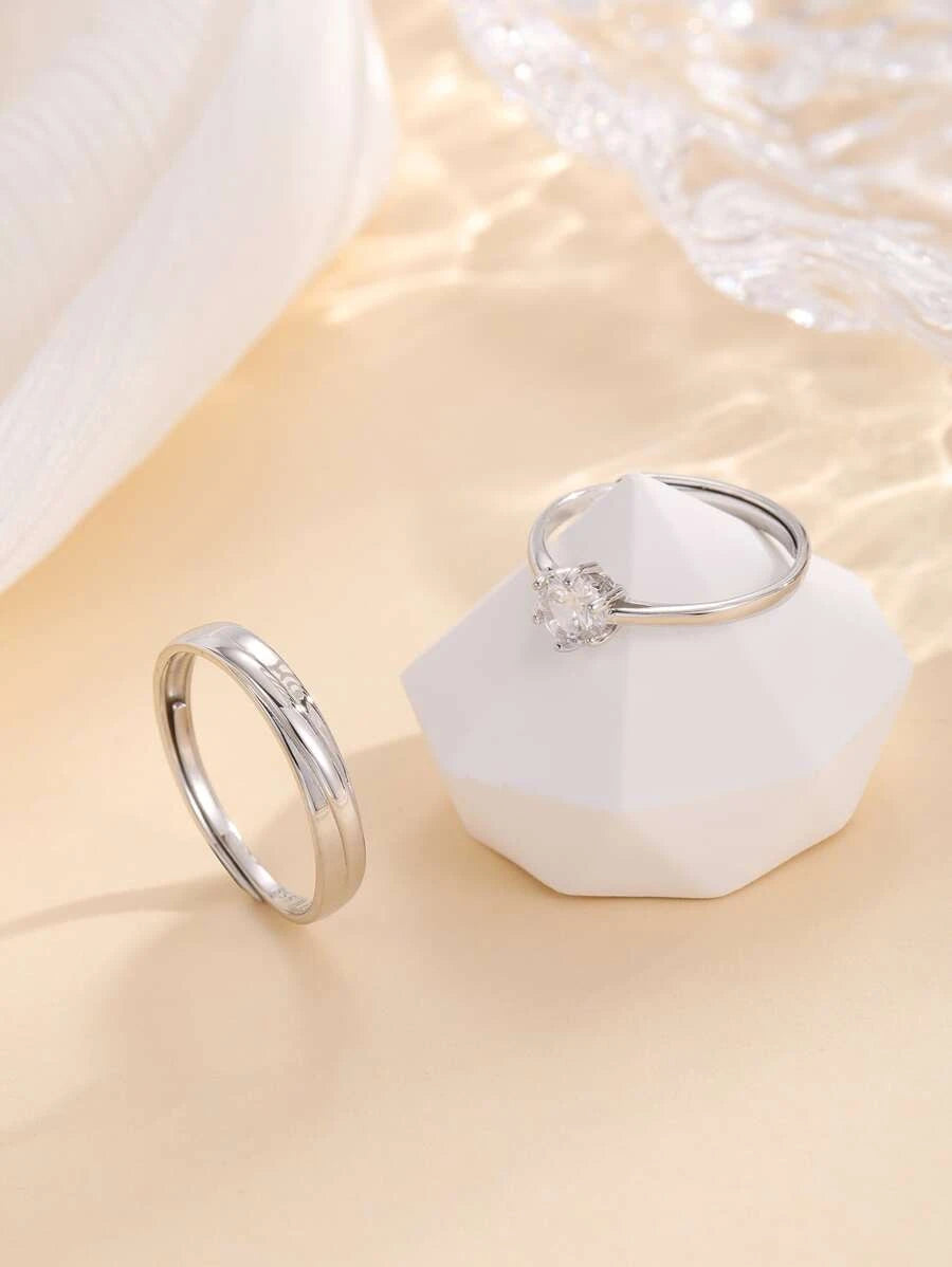 13207 1b-014 2 piezas Anillo pareja zirconia cúbica