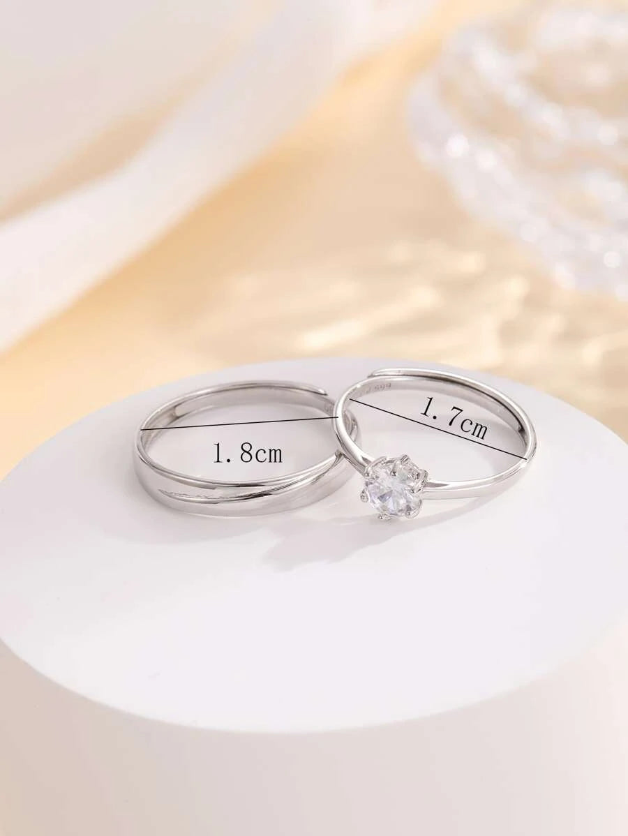 13207 1b-014 2 piezas Anillo pareja zirconia cúbica