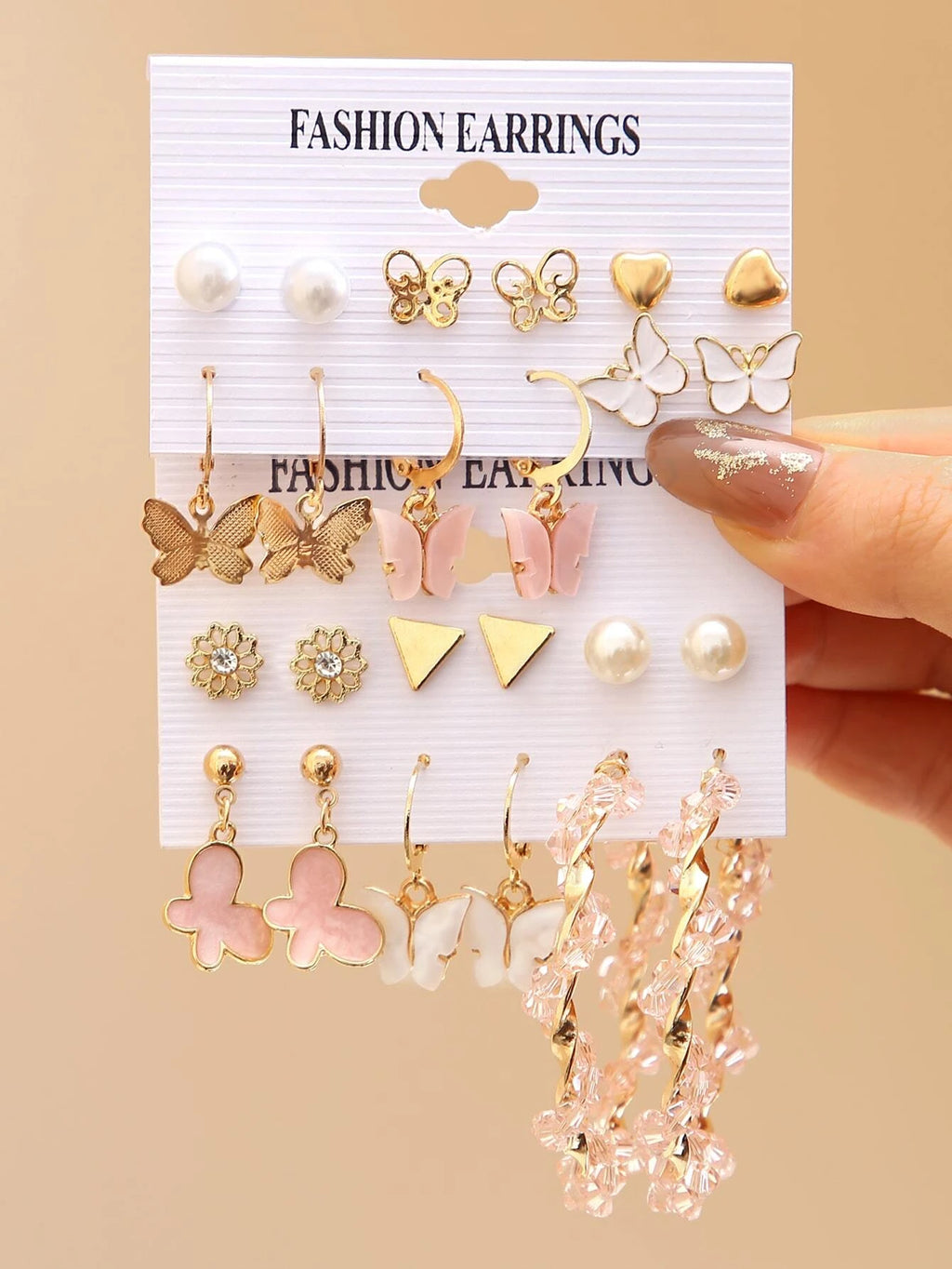 15367 1b-023 Pendientes en forma de mariposa 24 Pares