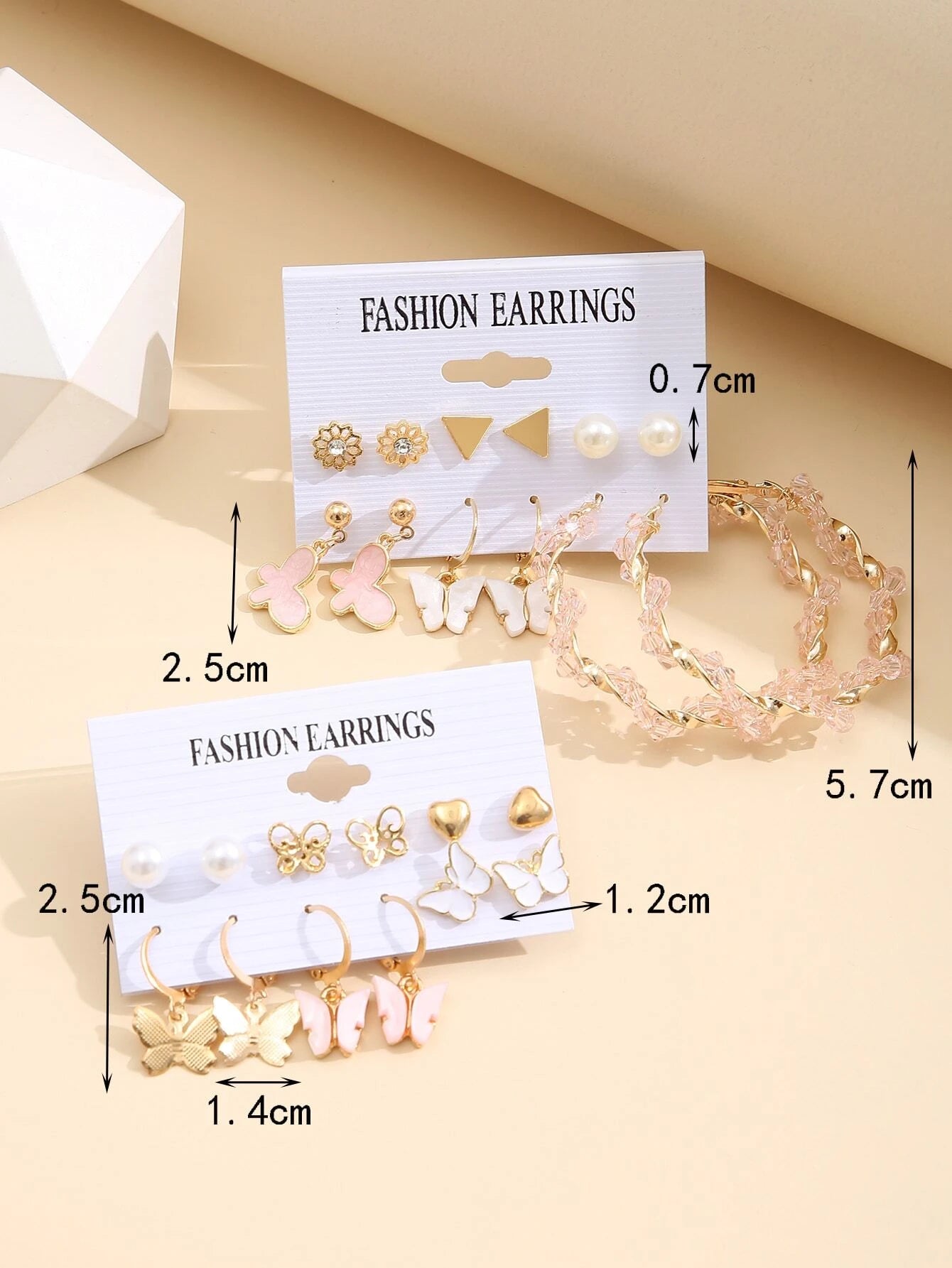 15367 1b-023 Pendientes en forma de mariposa 24 Pares