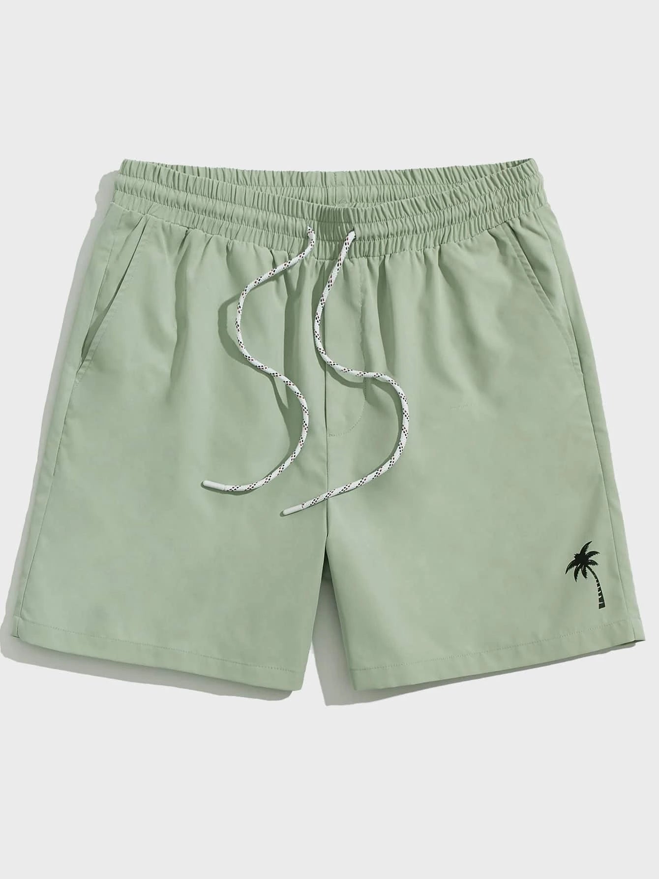 9982 1t-012 Short con estampado De Árbol de coco y cordón Para La Cintura