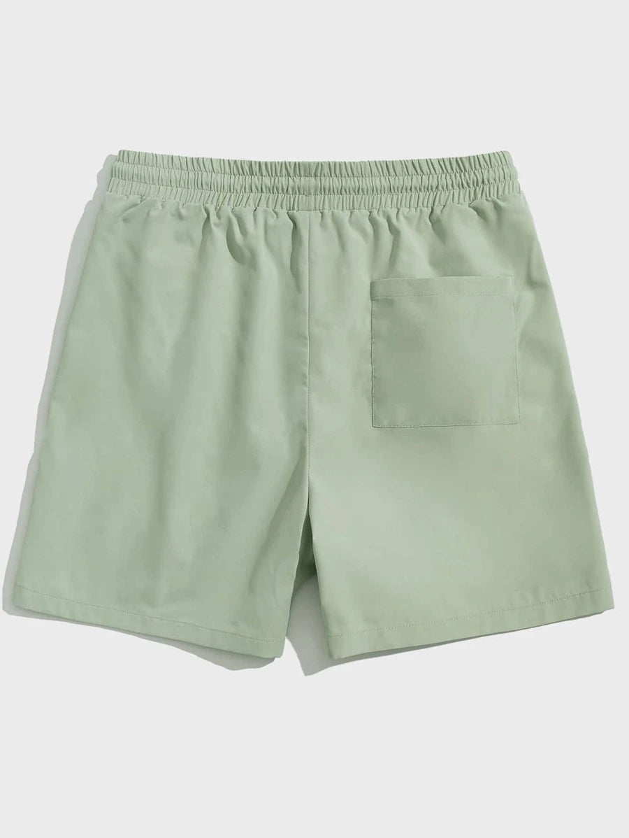 9982 1t-012 Short con estampado De Árbol de coco y cordón Para La Cintura